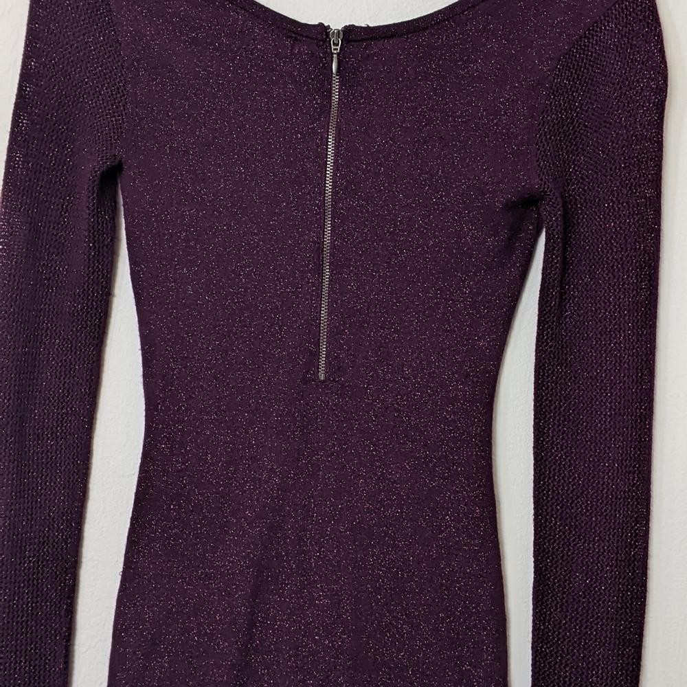 Express Women's Purple Long Sleeve Dress Beautiful Spark Fabric Size Xs View 3